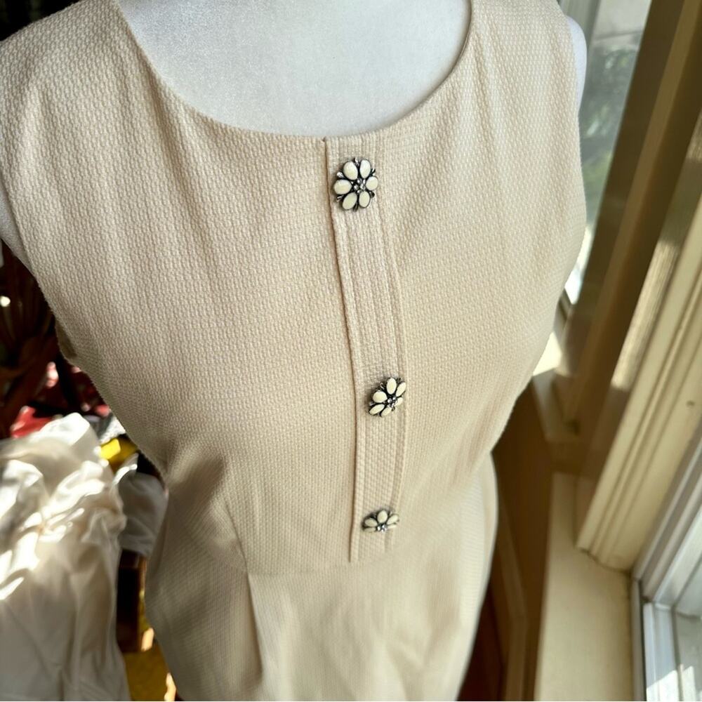 Darling London Sleeveless Shift Dress with Daisy Crystal Buttons sz‎ 6 NWT